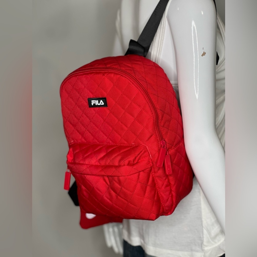 Fila Womens Backpack Red Quilt With Pouch Medium Eileen Backpack New